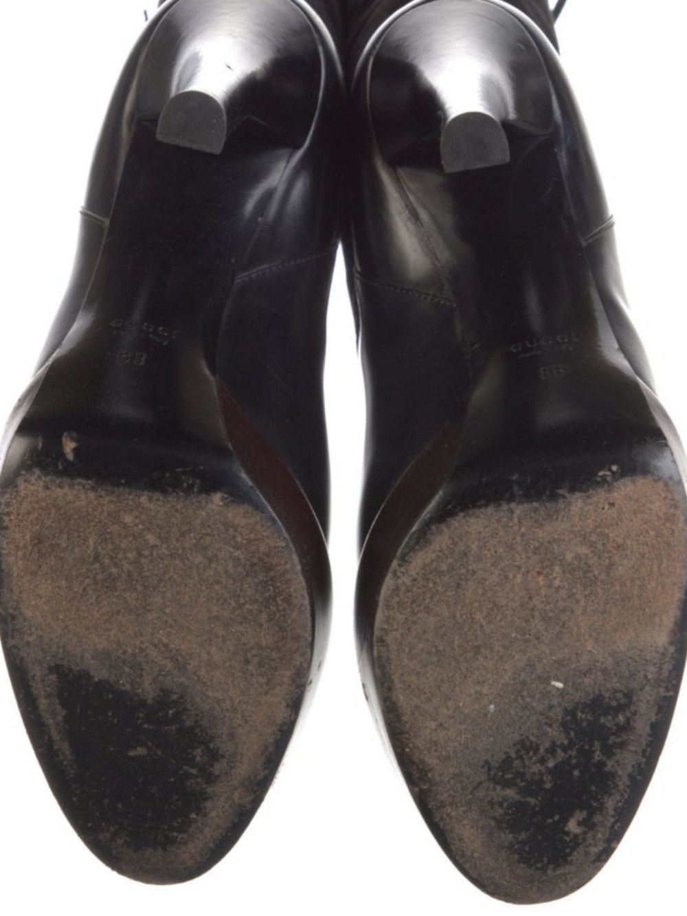 Gucci Black Leather and Pony hair Bonnie Platform Knee High Boots - Picture 3 of 3
